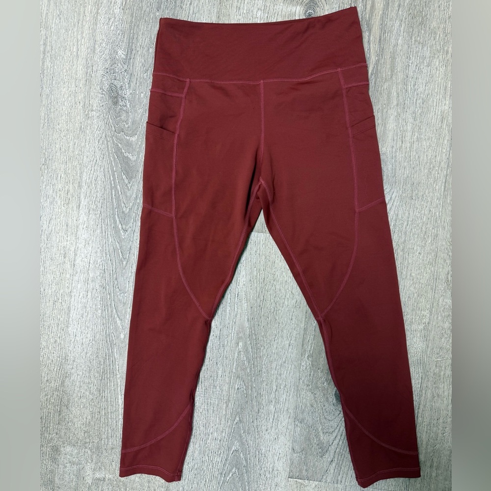 ZYIA Women’s Maroon Active Leggings with Side Pockets